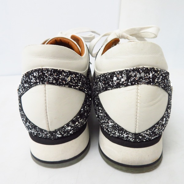 実際に弊社で買取させて頂いたJIMMY CHOO/ジミーチュウ レザー グリッター ラメ スニーカー レースアッップ/36の画像 1枚目