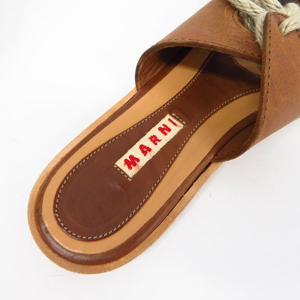 実際に弊社で買取させて頂いたMARNI/マルニ レディース フラットサンダル ブラウン/36の画像 4枚目