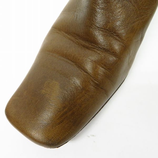 実際に弊社で買取させて頂いたMARNI/マルニ サイドジップ レザー ロングブーツ ブラウン/36の画像 8枚目