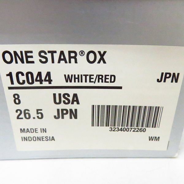 実際に弊社で買取させて頂いたCONVERSE/コンバース ONE STAR/ワンスター スニーカー ホワイト/レッド 1C044/26.5の画像 8枚目