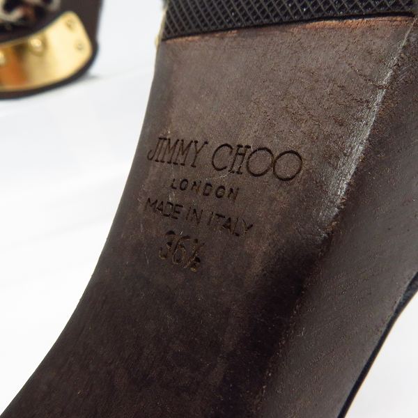 実際に弊社で買取させて頂いたJIMMY CHOO/ジミー チュウ ウッドソール アニマル柄 ヒールサンダル 36.5の画像 4枚目