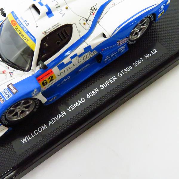 実際に弊社で買取させて頂いたEBBRO/エブロ 1/43スケール WILLCOM ADVAN VEMAC408R Super  GT07 No.62/ミニカーの画像 6枚目