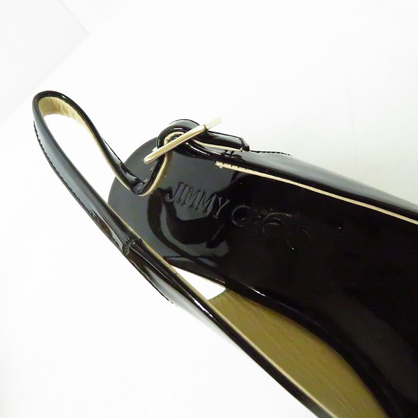実際に弊社で買取させて頂いたJIMMY CHOO/ジミーチュウ オープントゥ ウェッジソール サンダル ブラック/36の画像 4枚目