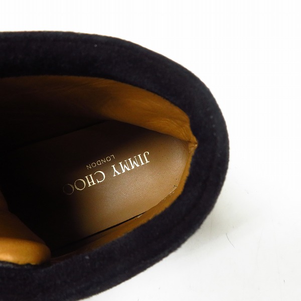 実際に弊社で買取させて頂いたJIMMY CHOO/ジミーチュウ ハイカット スニーカー シューズ ラメ ブラック レザー/36の画像 4枚目