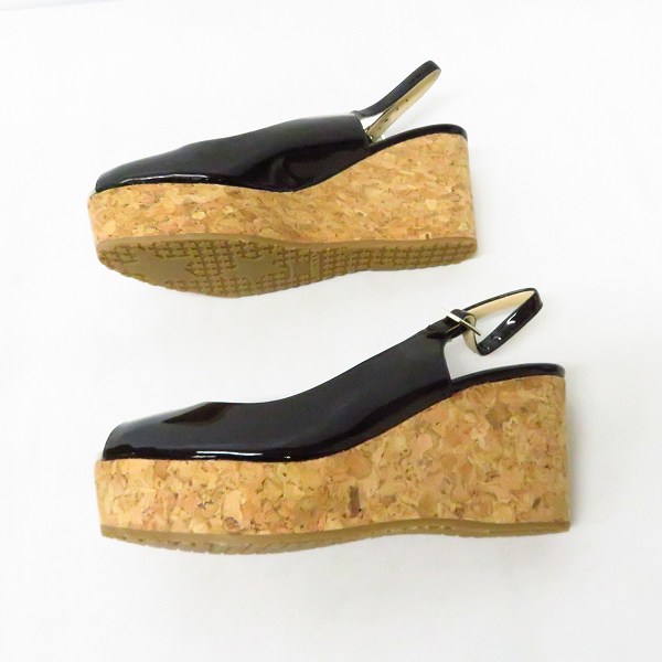 実際に弊社で買取させて頂いたJIMMY CHOO/ジミーチュウ オープントゥ ウェッジソール サンダル ブラック/36の画像 3枚目