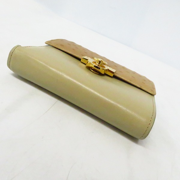 実際に弊社で買取させて頂いたGIVENCHY/ジバンシィ オーストリッチ型押し/がま口 三つ折り財布の画像 2枚目