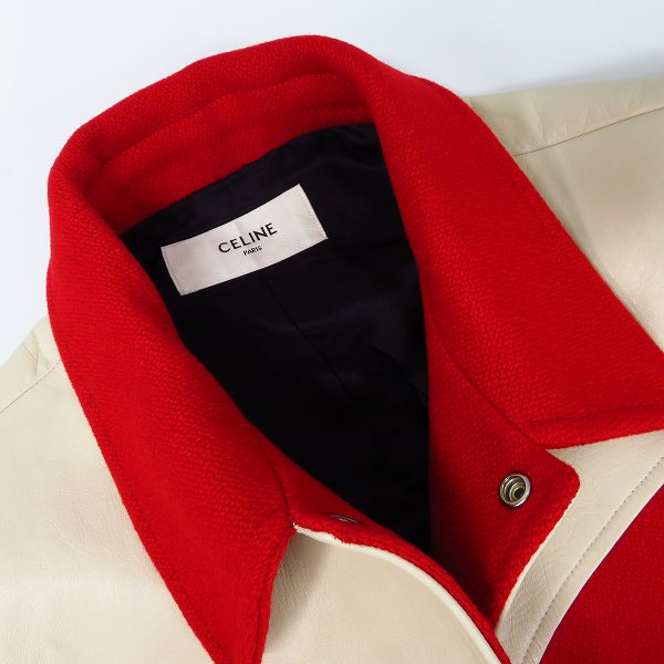 実際に弊社で買取させて頂いた【JPタグ】CELINE/セリーヌ レザーカウボーイヨーク付き バージンウール テディジャケット 2V534896C/48の画像 6枚目
