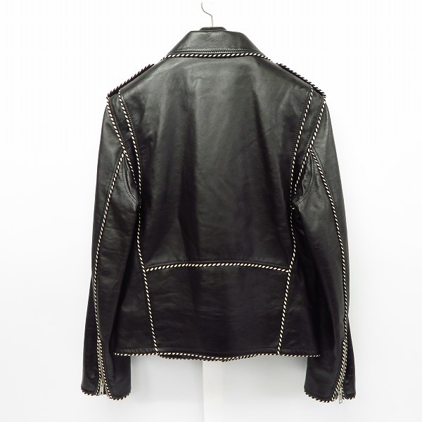 実際に弊社で買取させて頂いた【JPタグ】CELINE/セリーヌ 2019AW パイピング  レザーダブルライダースジャケット 2E349599E Size：48の画像 1枚目