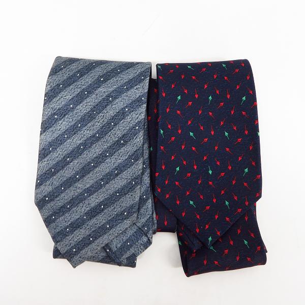 実際に弊社で買取させて頂いたBVLGARI/ブルガリ 総柄/ストライプ柄 シルクネクタイ 2点セット