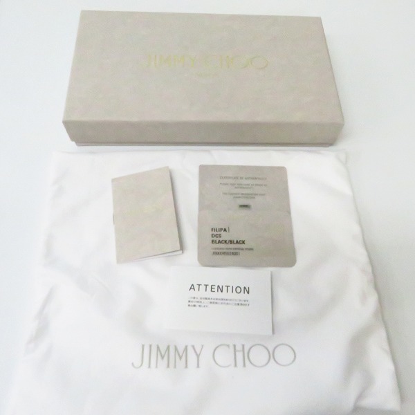 実際に弊社で買取させて頂いたJIMMY CHOO/ジミー チュウ FILIPA フィリッパ  スター スタッズ レザー ラウンドファスナー 長財布 ブラック/シルバーの画像 7枚目