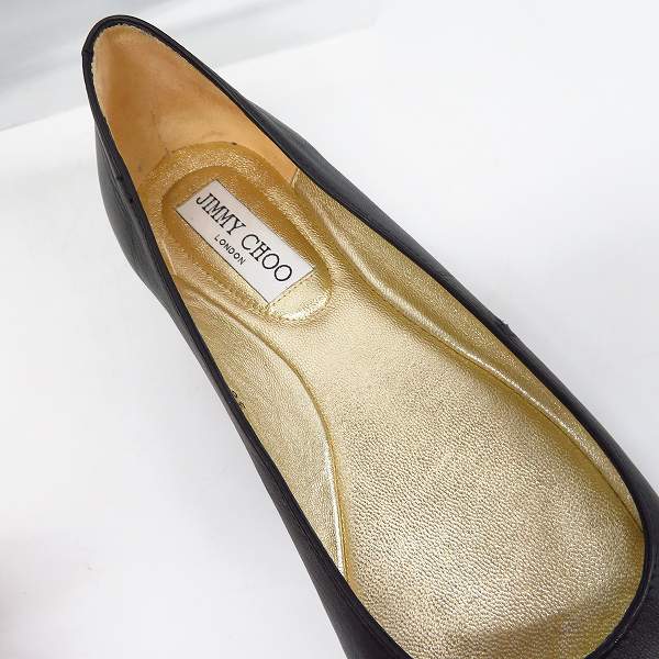 実際に弊社で買取させて頂いたJIMMY CHOO/ジミーチュウ ラインストーン フラットシューズ ブラック/36の画像 4枚目