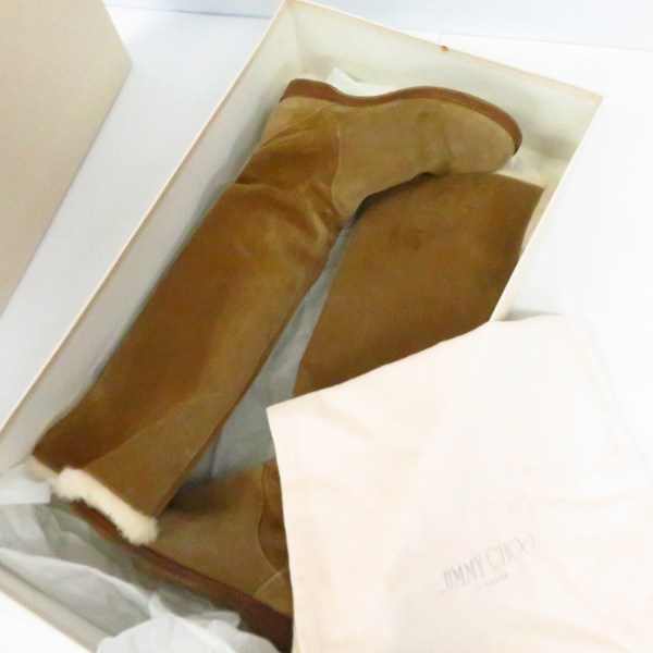 実際に弊社で買取させて頂いたJIMMY CHOO /ジミー チュウ 102YAZZ スエード ロングブーツ　キャメル/35の画像 8枚目