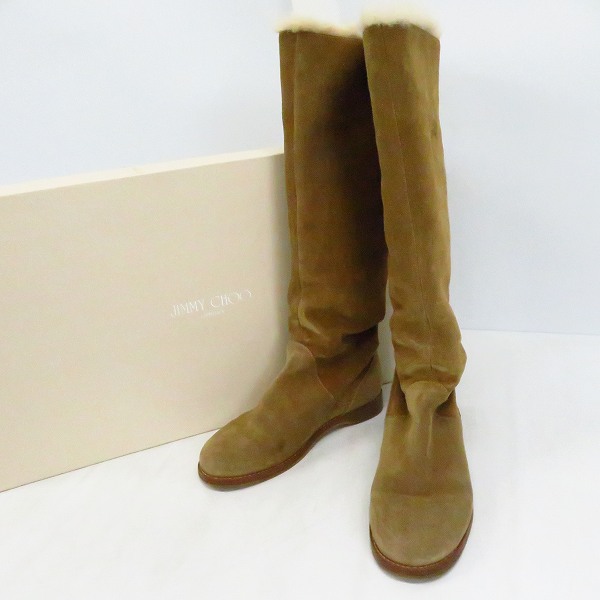 実際に弊社で買取させて頂いたJIMMY CHOO /ジミー チュウ 102YAZZ スエード ロングブーツ　キャメル/35