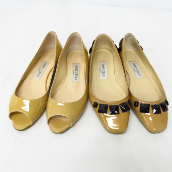 実際に弊社で買取させて頂いたJIMMY CHOO/ジミーチュウ オープントゥ パンプス/フラットシューズ ビジュー 36/2点セット