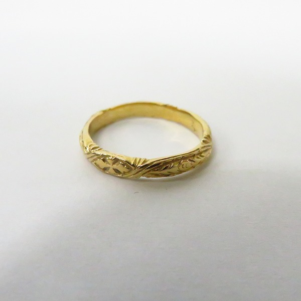 実際に弊社で買取させて頂いたLOREE RODKIN/ローリーロドキン K18 エングレイブエッジバンドクロスリング 9号の画像 1枚目