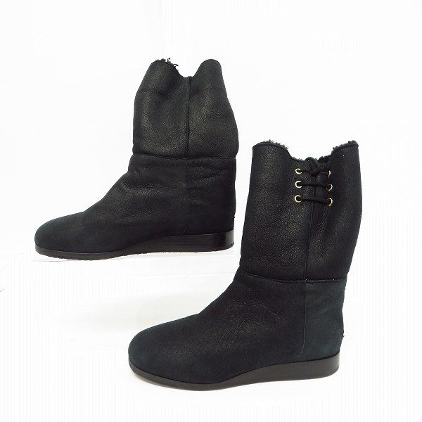 実際に弊社で買取させて頂いたJIMMY CHOO/ジミーチュウ ムートン ブーツ ブラック/36の画像 3枚目