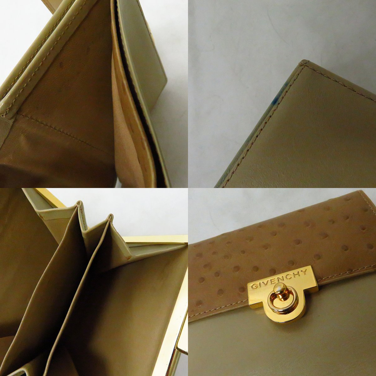 実際に弊社で買取させて頂いたGIVENCHY/ジバンシィ オーストリッチ型押し/がま口 三つ折り財布の画像 6枚目