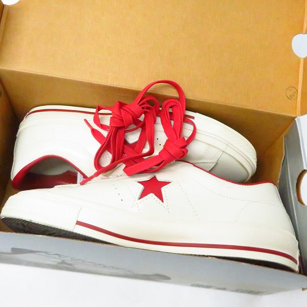 実際に弊社で買取させて頂いたCONVERSE/コンバース ONE STAR/ワンスター スニーカー ホワイト/レッド 1C044/26.5の画像 7枚目