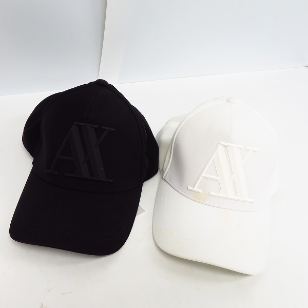 実際に弊社で買取させて頂いたARMANI EXCHANGE/アルマーニエクスチェンジ キャップ ブラック/ホワイト ONE SIZE 2点セット