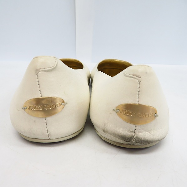 実際に弊社で買取させて頂いたJIMMY CHOO/ジミーチュウ ラインストーン フラットシューズ ホワイト/36の画像 1枚目