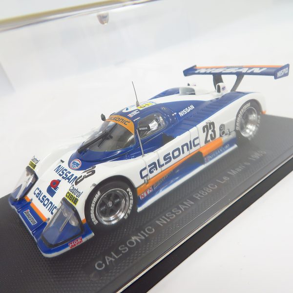 実際に弊社で買取させて頂いたEBBRO/エブロ 1/43スケール CALSONIC NISSAN/カルソニック 日産 R88C  Le MAN's 1988 WHITE/BLUE ミニカーの画像 1枚目