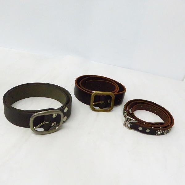 実際に弊社で買取させて頂いたハーレーダビッドソン/ブランド不明 スタッズ レザーベルト 他 3点セット