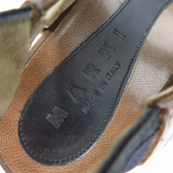 実際に弊社で買取させて頂いたMARNI/マルニ レディース レザー スタッズ サンダル ブラウン×シルバー/36の画像 4枚目