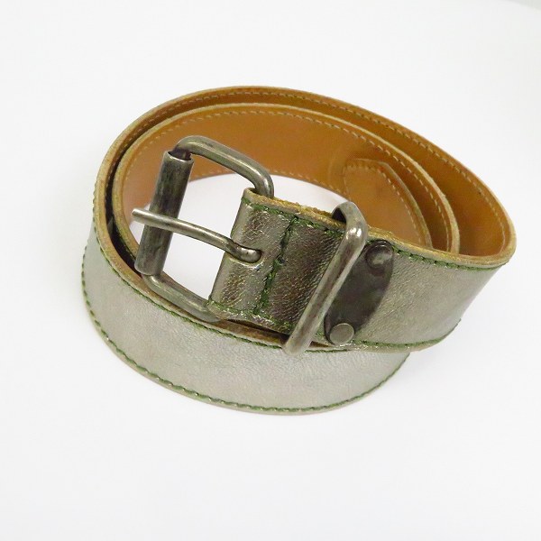 実際に弊社で買取させて頂いたDries Van Noten/ドリスヴァンノッテン イタリア製 レザーベルト シルバー系 85