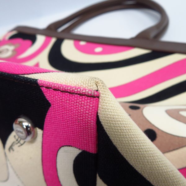 実際に弊社で買取させて頂いたEMILIO PUCCI/エミリオ・プッチ レザー切替 総柄トートバッグの画像 6枚目