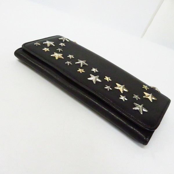 実際に弊社で買取させて頂いたJIMMY CHOO/ジミーチュウ ニノ レザー スタースタッズ 長財布 ブラックの画像 2枚目