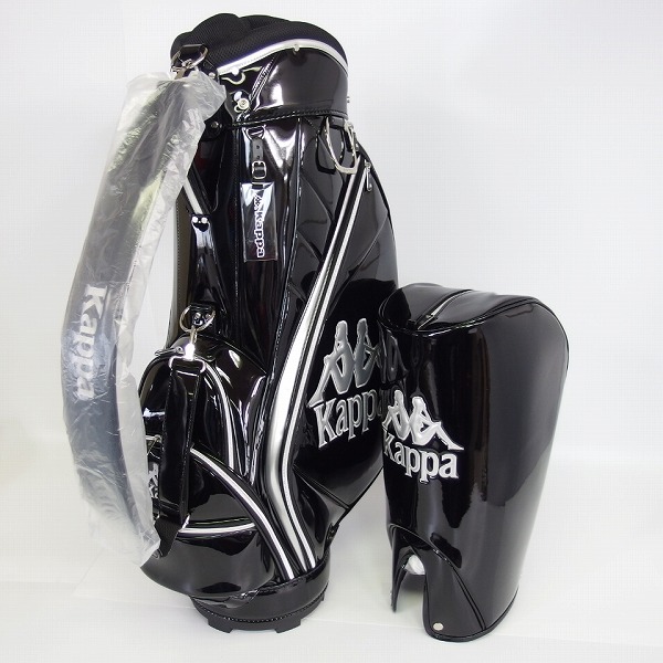 実際に弊社で買取させて頂いた【未使用】kappa/カッパ 2020SS 9.5型47インチ対応 エナメル キャディバッグ ブラック KGA18BA01