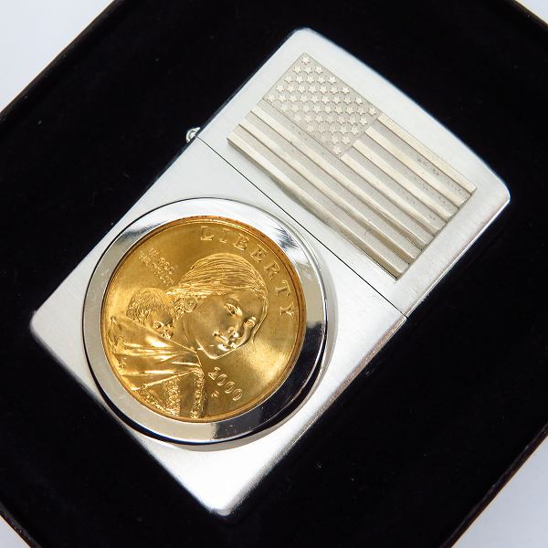 実際に弊社で買取させて頂いたZIPPO/ジッポー LIBERTY IN GOD WE TRUST 2000 コイン貼り 1999年製の画像 0枚目