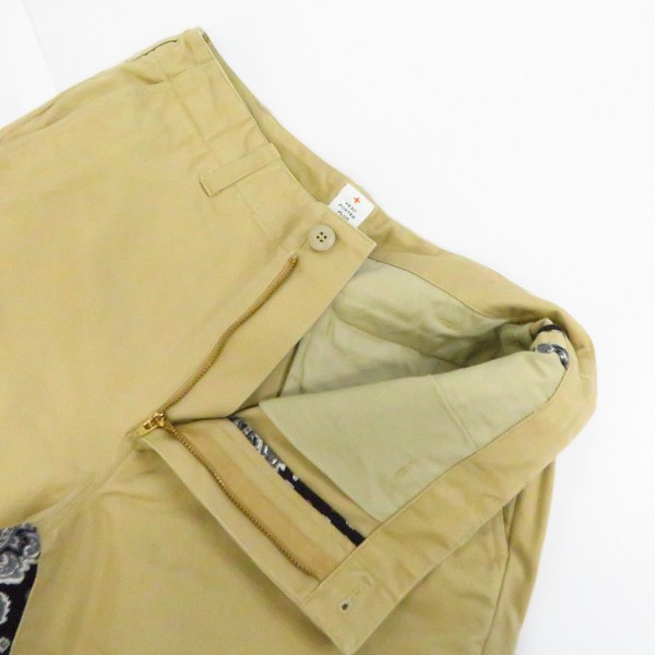 実際に弊社で買取させて頂いた【未使用】HEAD PORTER PLUS/ヘッドポータープラス ペイズリー切替 チノパンツ ベージュ/Lの画像 2枚目