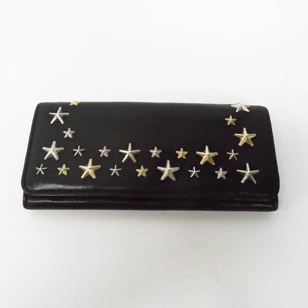 実際に弊社で買取させて頂いたJIMMY CHOO/ジミーチュウ ニノ レザー スタースタッズ 長財布 ブラック