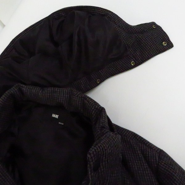 実際に弊社で買取させて頂いたHARE/ハレ フーディーダウンジャケット 千鳥格子柄/Mの画像 6枚目