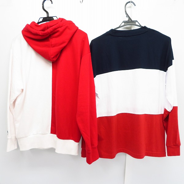 実際に弊社で買取させて頂いたFILA/フィラ ビッグロゴ プルオーバーパーカー/ロングTシャツ M 2点セットの画像 1枚目