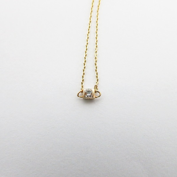 実際に弊社で買取させて頂いたGARNI/ガルニ  K10YG Square Dia Necklace/イエローゴールド スクエア 1Pダイヤモンド/0.04ct ネックレスの画像 1枚目