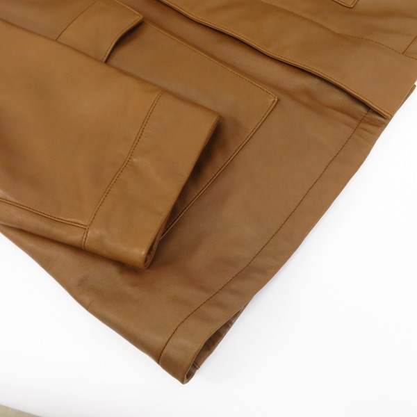 実際に弊社で買取させて頂いたLOEWE/ロエベ ラムレザー シングルライダースジャケット ブラウン/50の画像 8枚目