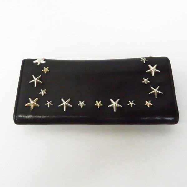 実際に弊社で買取させて頂いたJIMMY CHOO/ジミーチュウ ニノ レザー スタースタッズ 長財布 ブラックの画像 1枚目