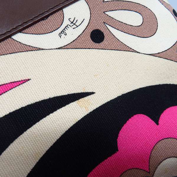 実際に弊社で買取させて頂いたEMILIO PUCCI/エミリオ・プッチ レザー切替 総柄トートバッグの画像 7枚目