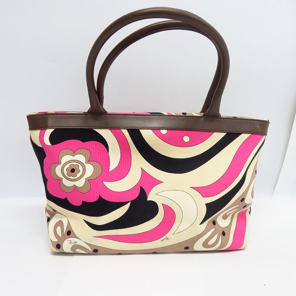 実際に弊社で買取させて頂いたEMILIO PUCCI/エミリオ・プッチ レザー切替 総柄トートバッグの画像 1枚目