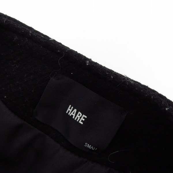 実際に弊社で買取させて頂いたHARE/ハレ ウール混 ノーカラー ジップジャケットブラック/Sの画像 2枚目