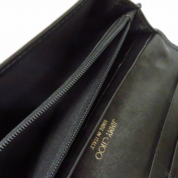 実際に弊社で買取させて頂いたJIMMY CHOO/ジミーチュウ ニノ レザー スタースタッズ 長財布 ブラックの画像 4枚目