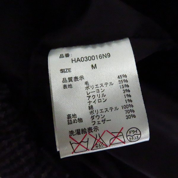 実際に弊社で買取させて頂いたHARE/ハレ フーディーダウンジャケット 千鳥格子柄/Mの画像 3枚目