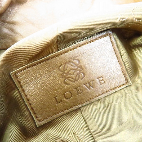 実際に弊社で買取させて頂いたLOEWE/ロエベ ラムレザー シングルライダースジャケット ブラウン/50の画像 2枚目