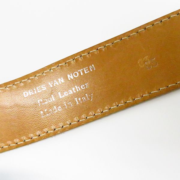 実際に弊社で買取させて頂いたDries Van Noten/ドリスヴァンノッテン イタリア製 レザーベルト シルバー系 85の画像 3枚目