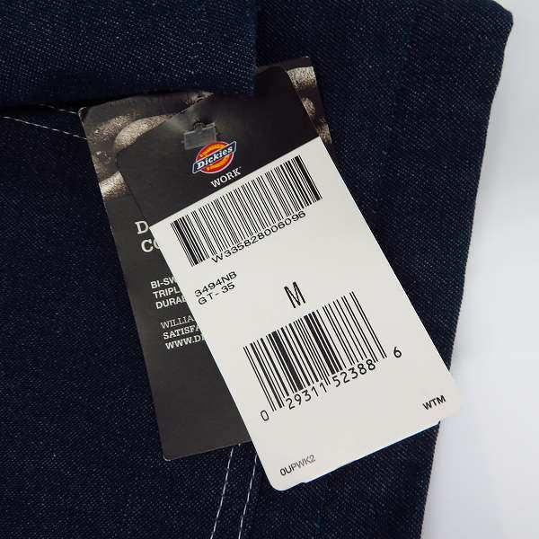 実際に弊社で買取させて頂いた【未使用】Dickies/ディッキーズ  DENIM CHORE COAT デニムジャケット/コート 3494NB/Mの画像 6枚目