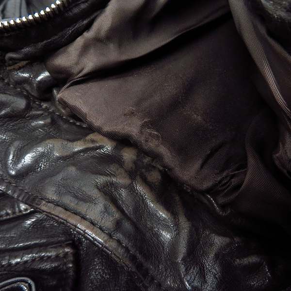 実際に弊社で買取させて頂いたNeil Barrett/ニールバレット BUFFALO LEATHER/バッファローレザー シワ加工 M-65 ジャケット/ライダース XXSの画像 7枚目