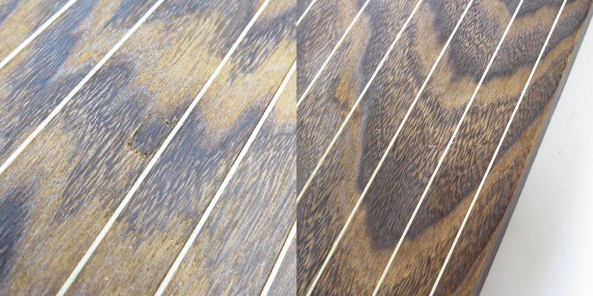 実際に弊社で買取させて頂いた★琴/箏 13弦琴 龍舌/蒔絵 玉縁包み柏葉 くり甲 子持ち綾杉彫り 和楽器の画像 4枚目