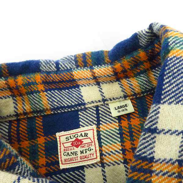 実際に弊社で買取させて頂いたSUGAR CANE/シュガーケーン ツイルチェックロングスリーブワークシャツ/SC27383/Lの画像 2枚目